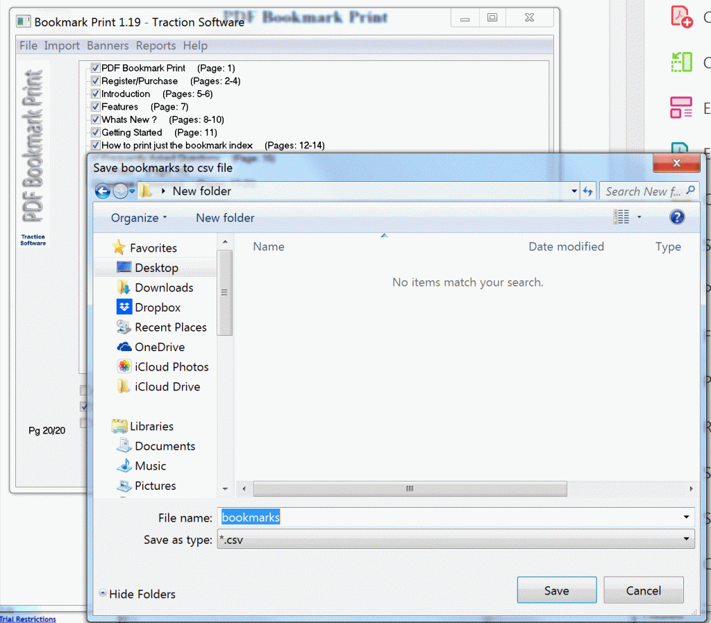 Save PDF Bookmarks to CSV File