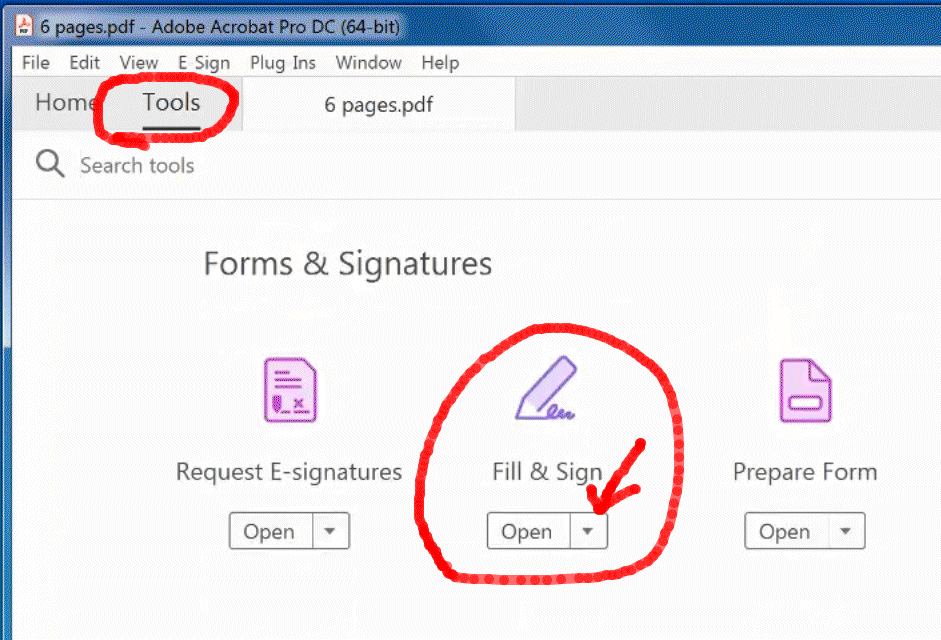 Choose Fill & Sign in Adobe Acrobat