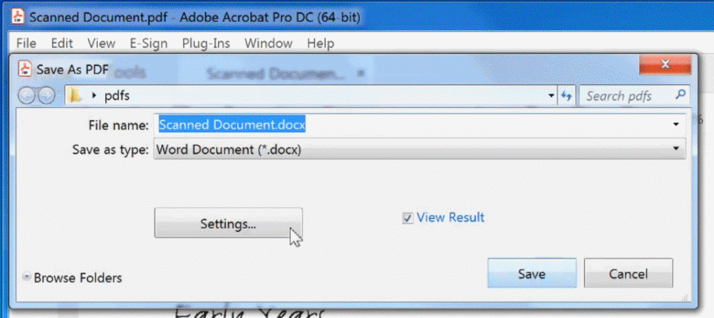 Save PDF as DOCX