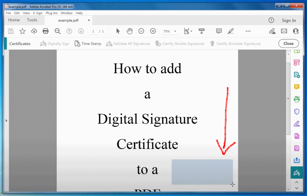 Sign a PDF at a certain position on the pdf page