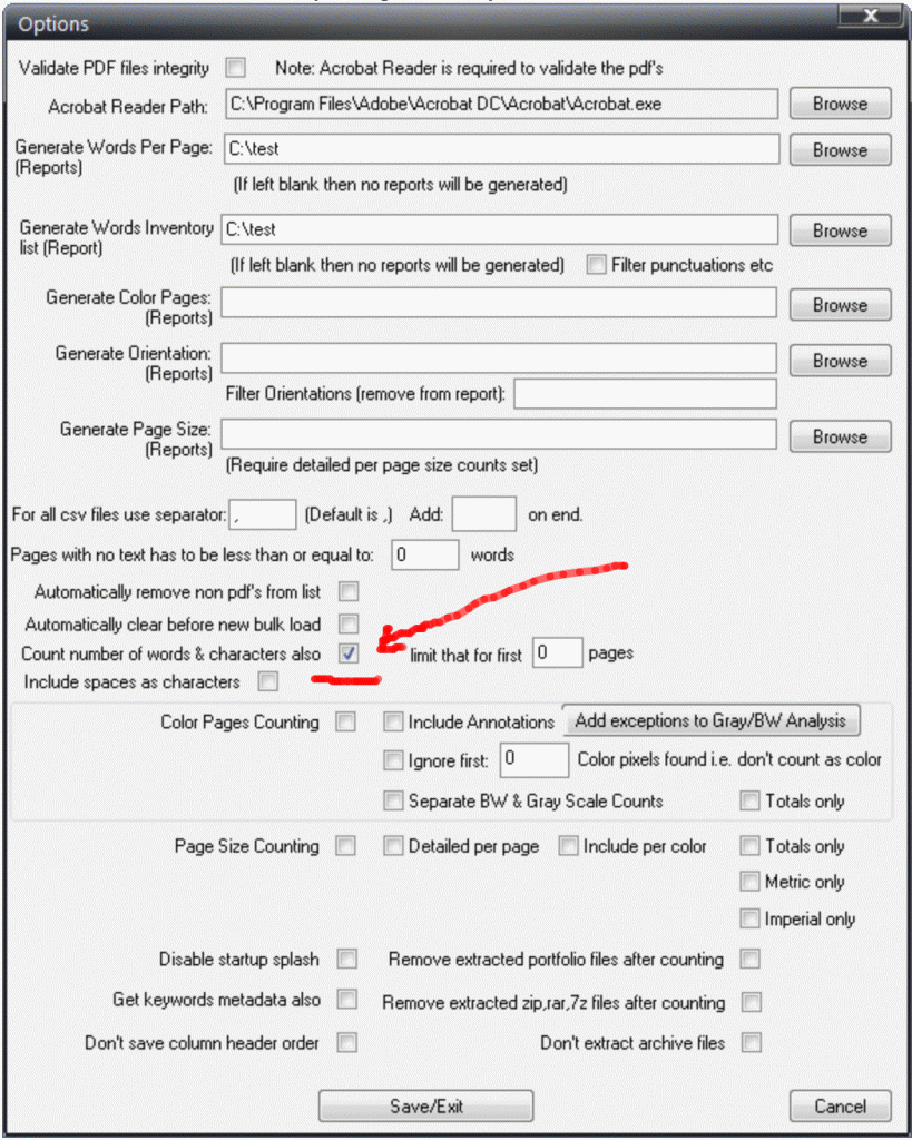 PDF Word Count Setup