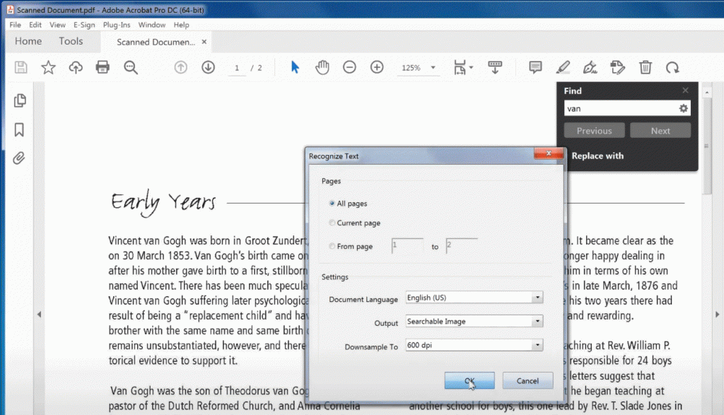 Recognize Text in a PDF