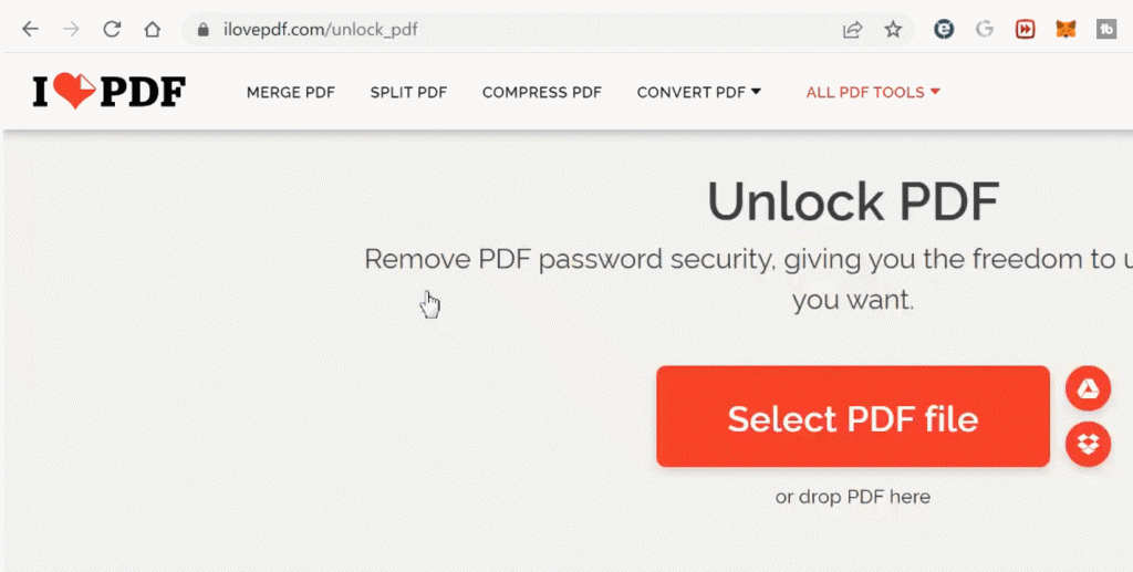 Upload a PDF to undo security