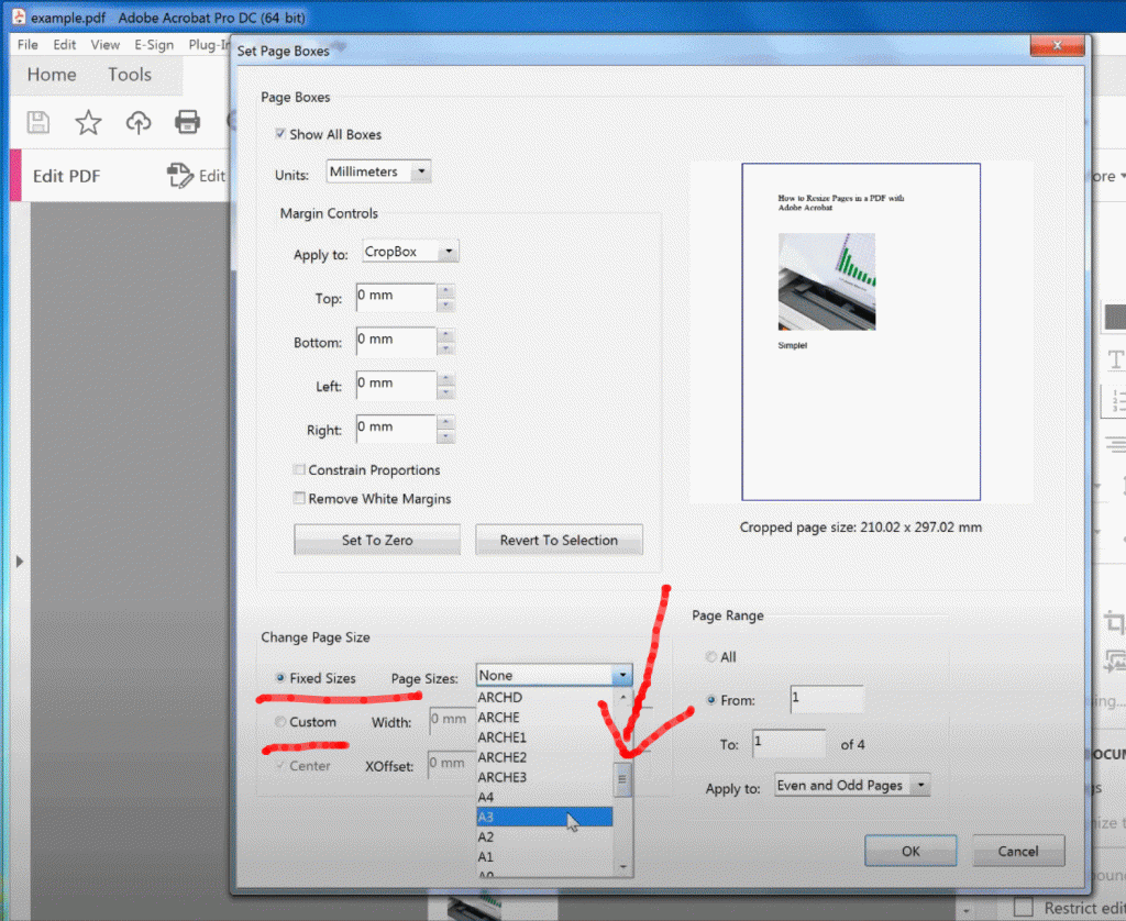 Change PDF Page Size in Adobe Acrobat