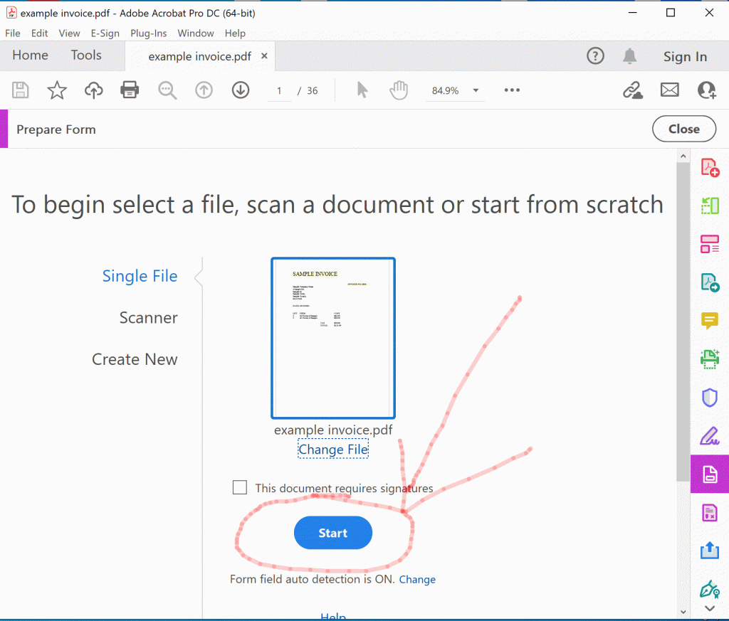 Prepare Form Start Auto Detect From Fields