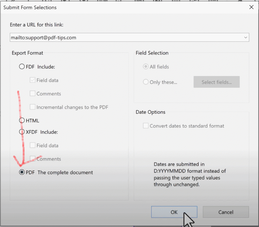 How to send the whole pdf filled in forms