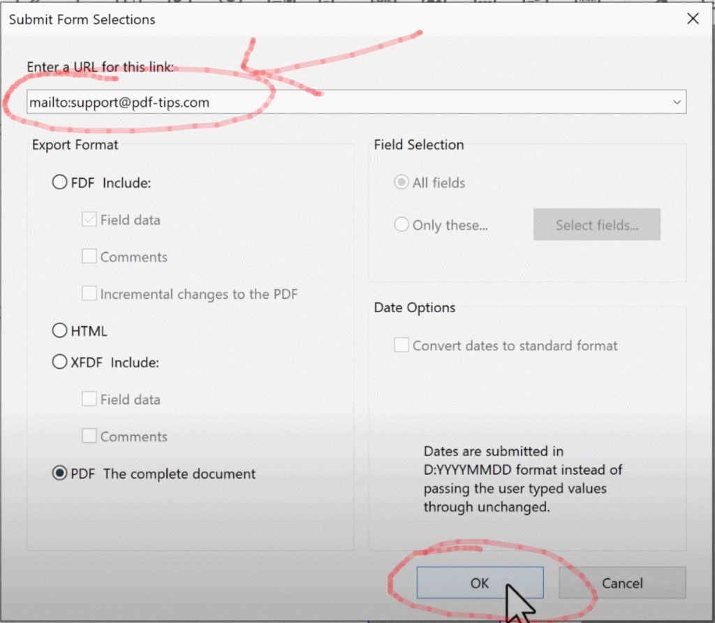 Add an email address to a form to submit