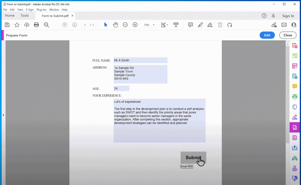 Test out pdf form submission of pdf as an email