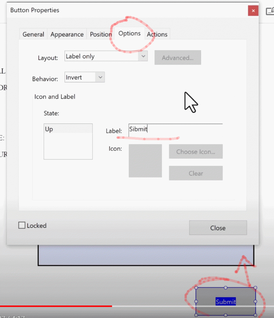 Change the name or label of the forms submit button